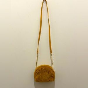 Fur Crossbody Purse in Mustard